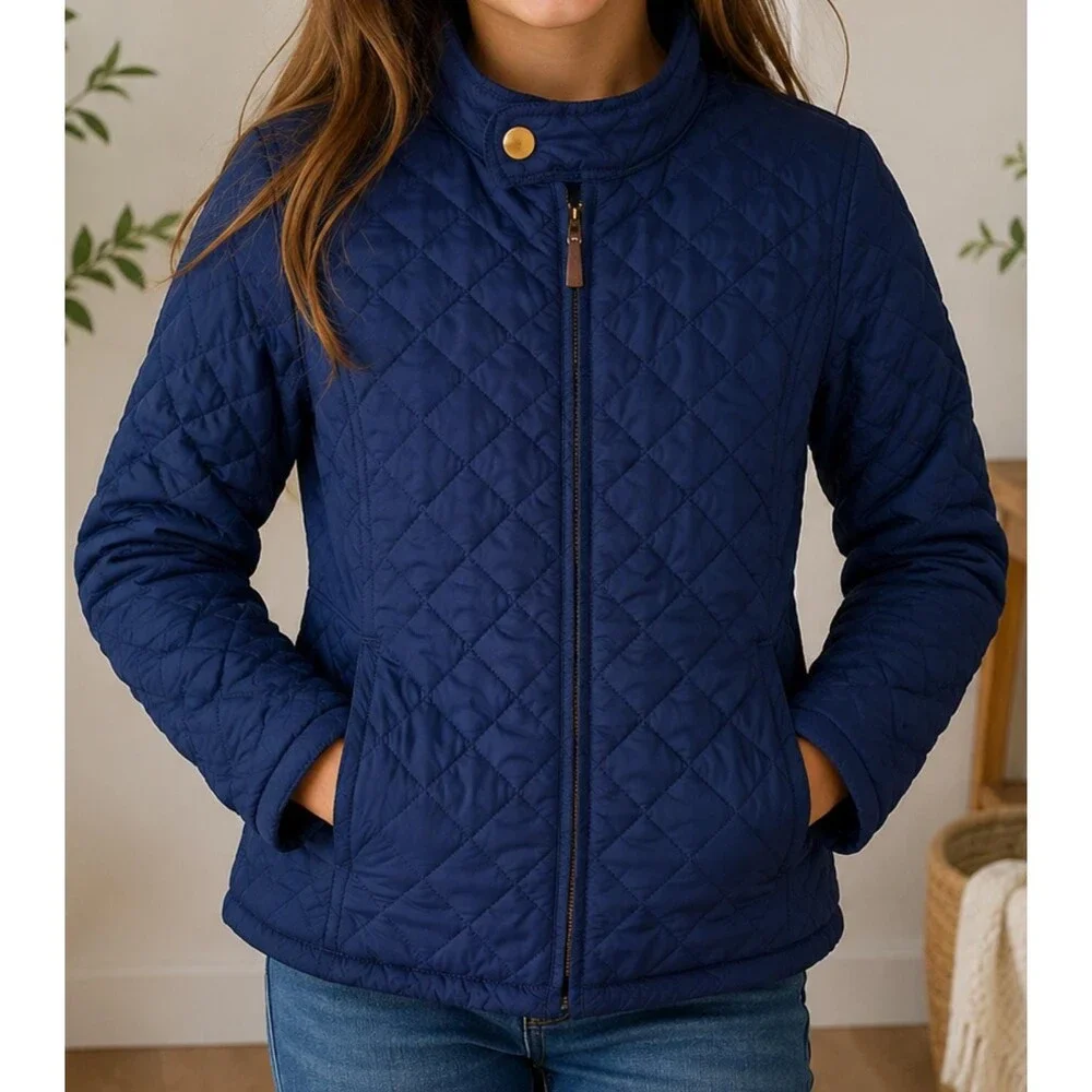 Ralph Lauren Girls Quilted Jacket Navy Blue Size Large 12-14 Youth Lightweight
